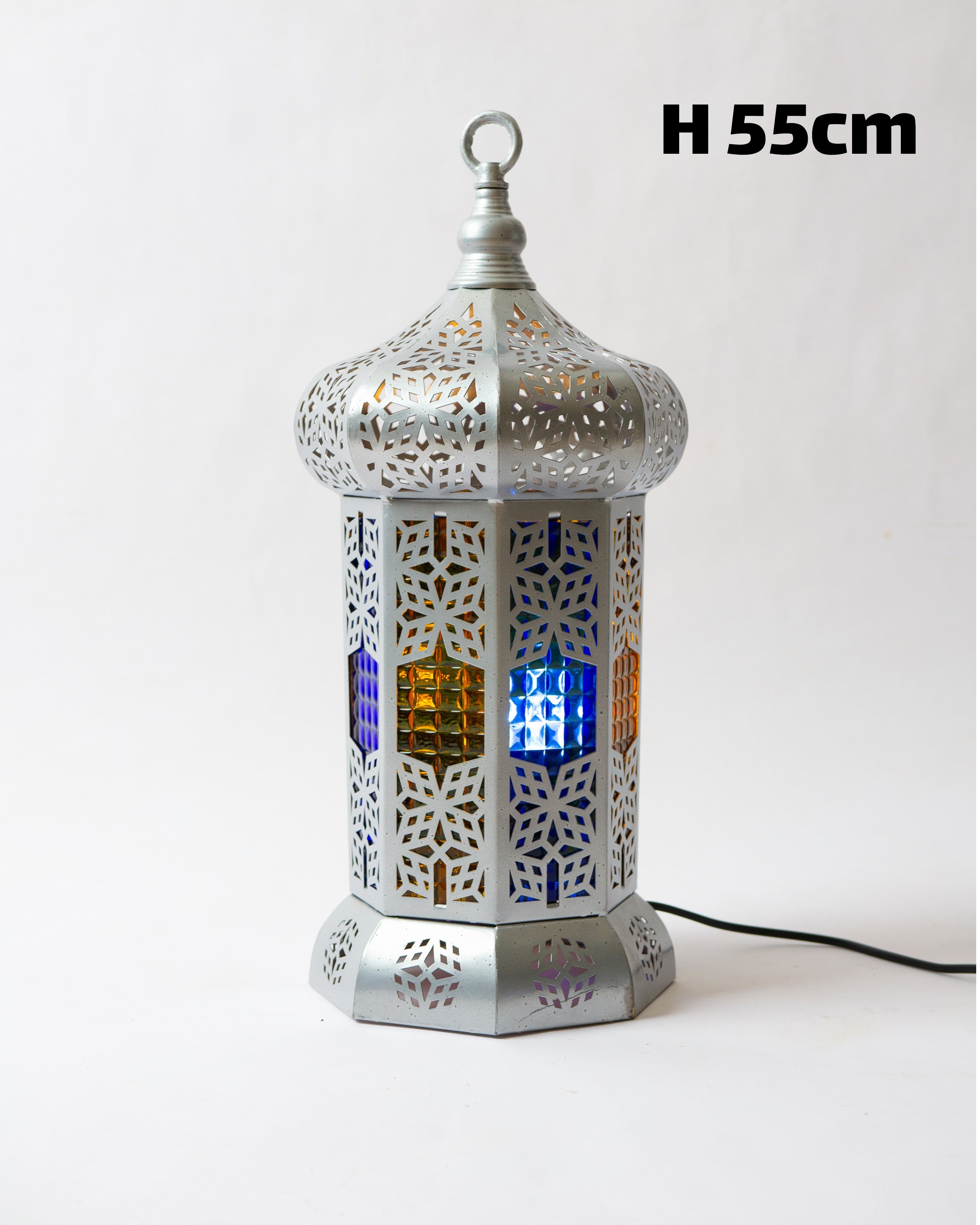 Ramadan Lantern, 1 Light, Metal, 55×32cm - Silver